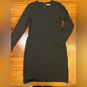 Athleta Dress Womens Sz S Black Sheath Long Sleeve Zip